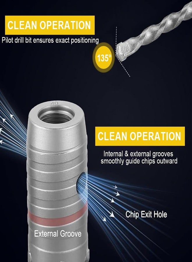 Serplex® Concrete Hole Saw Set Carbide Core Drill Bit Kit for Brick, Cement, Stone, Wall Drilling, Hole Cutter Set with 30/40/50mm Hole Bits, 220mm Plus Shank, Center Drill - Image 5